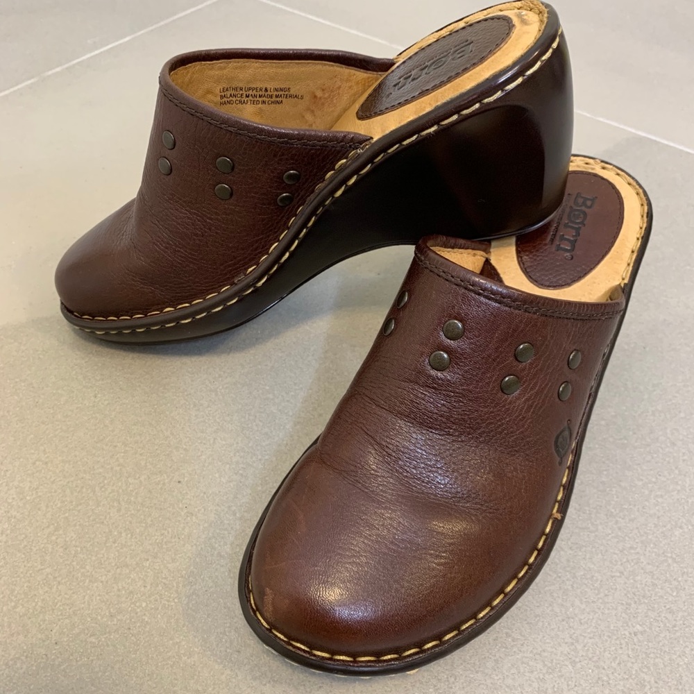 boc by Born Concepts Brown Leather Mules Clogs